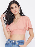 Berrylush Women Pink Solid Wrap Top