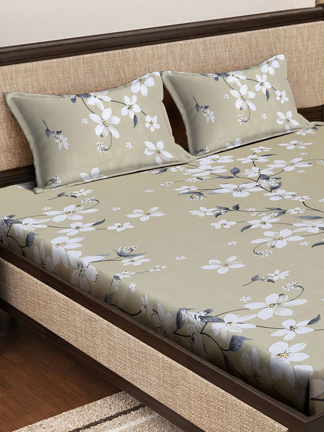 KLOTTHE Kapas Tulen 400 TC Cadar Katil King Double dengan 2 Sarung Bantal-98 x 89 inci