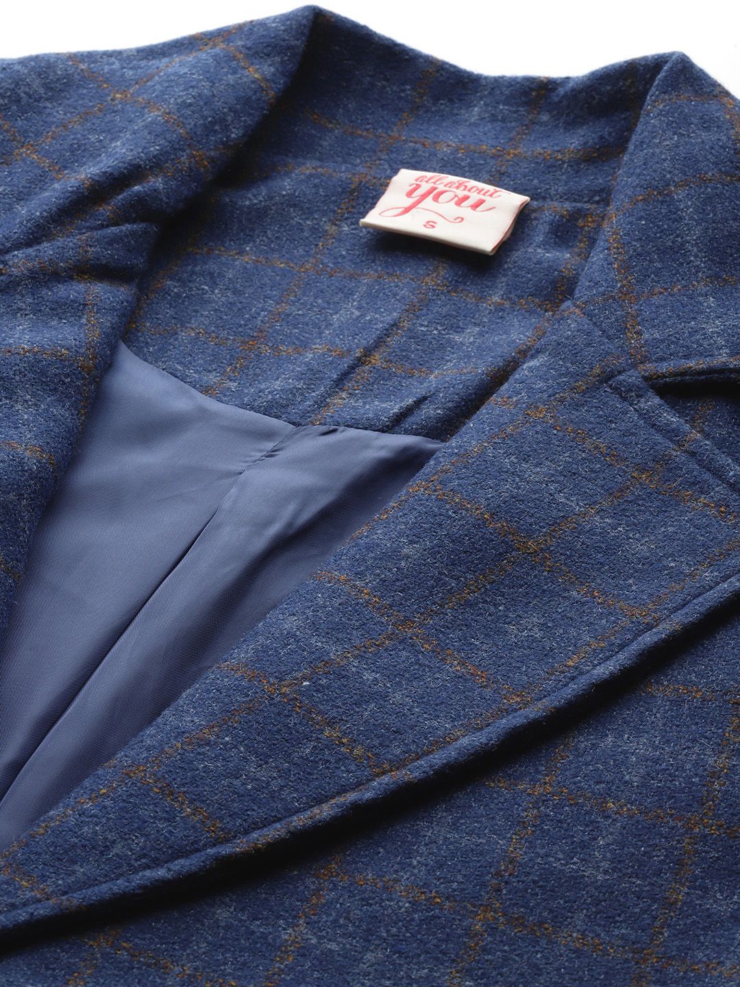 all about you Checked Single-Breasted Longline Coat