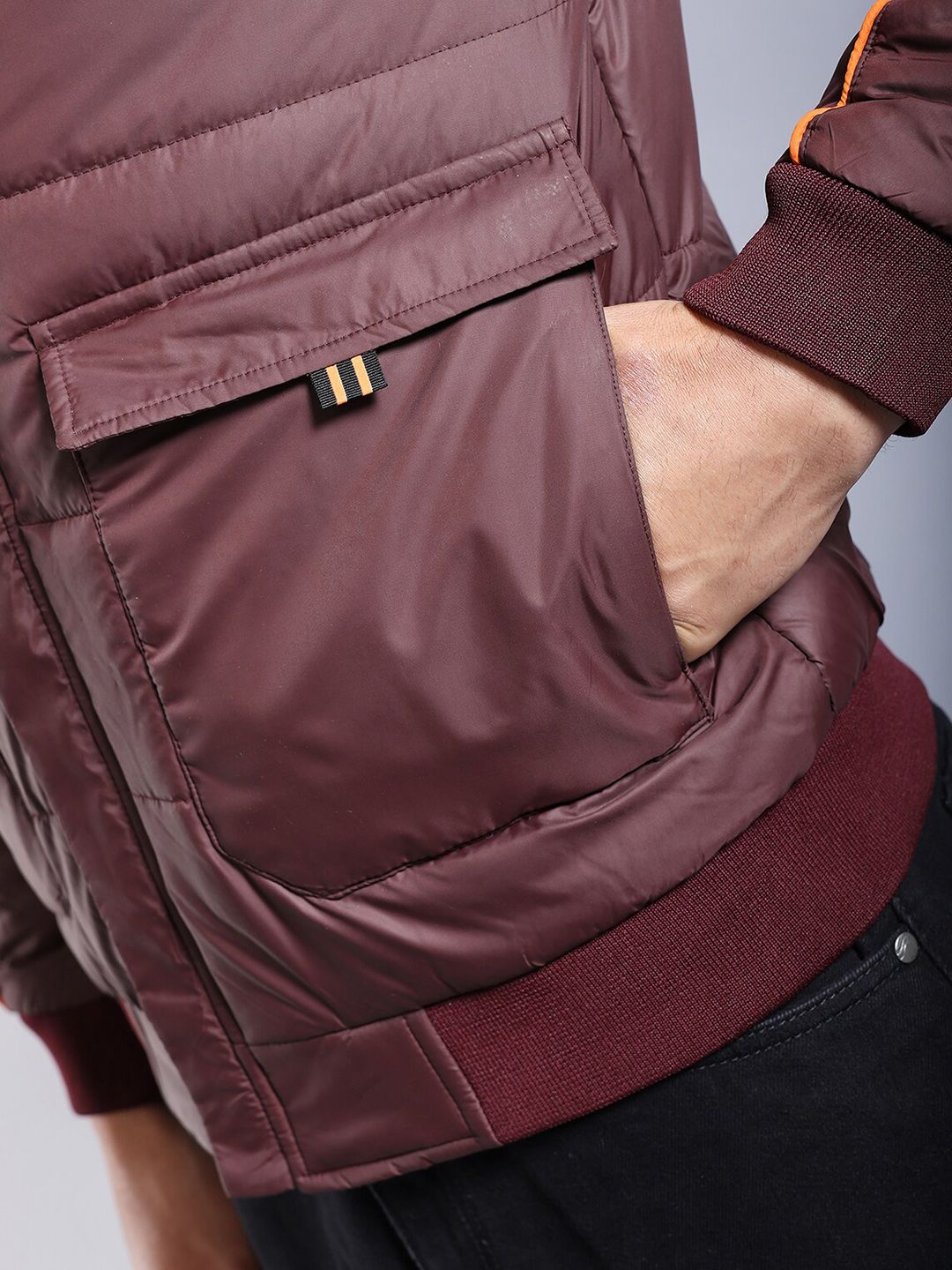The Indian Garage Co Men Regular Fit Puffer Jacket with Detachable Hood