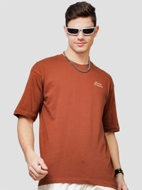 ADRO Men Printed V-Neck Raw Edge T-shirt