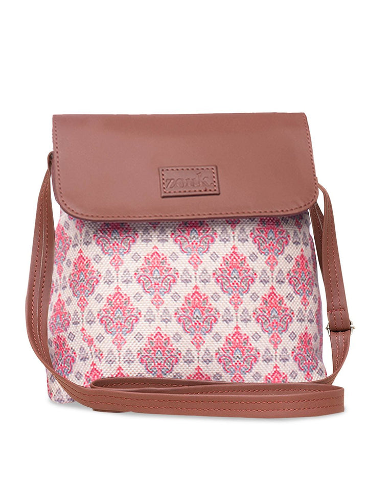ZOUK Floral Printed Swagger Sling Bag With Pouch