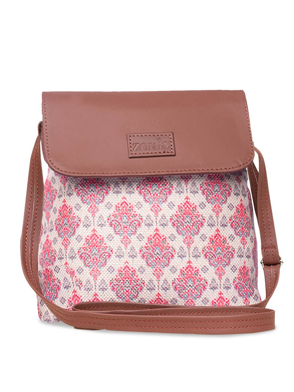 ZOUK Floral Printed Swagger Sling Bag With Pouch