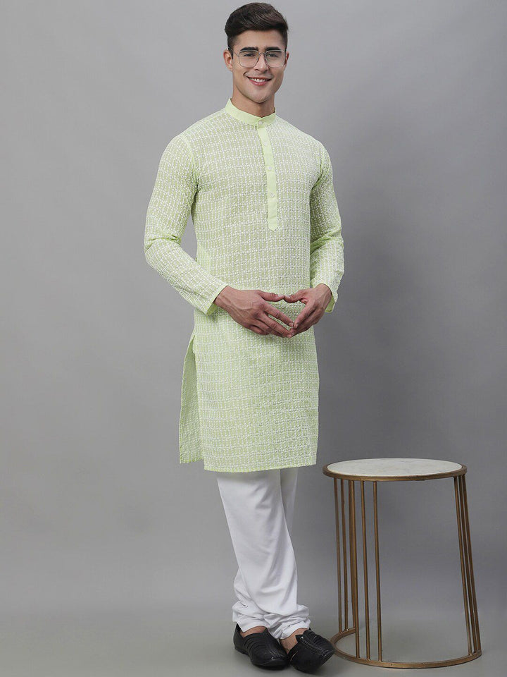 SOJANYA Ethnic Motifs Embroidered Pure Cotton Kurta With Churidar