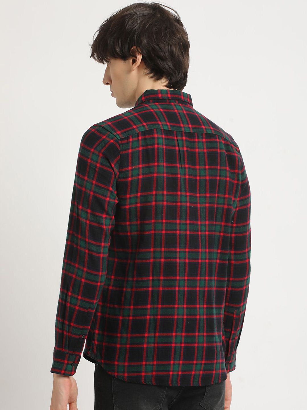 THE BEAR HOUSE Slim Fit Tartan Checked Button Down Collar Pure Cotton Casual Shirt