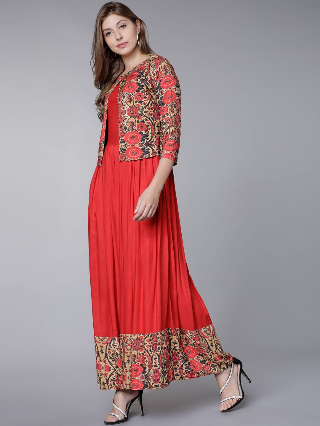 Vishudh Women Red Solid A-Line Dress