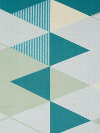 KLOTTHE Teal  Green & Grey Geometric Printed 400 TC Pure Cotton Single Bedsheet Set