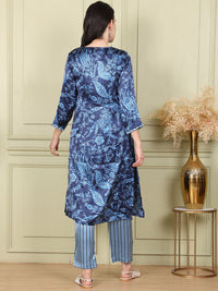 W Women Floral Printed Regular Thread Work Kurta with Trousers