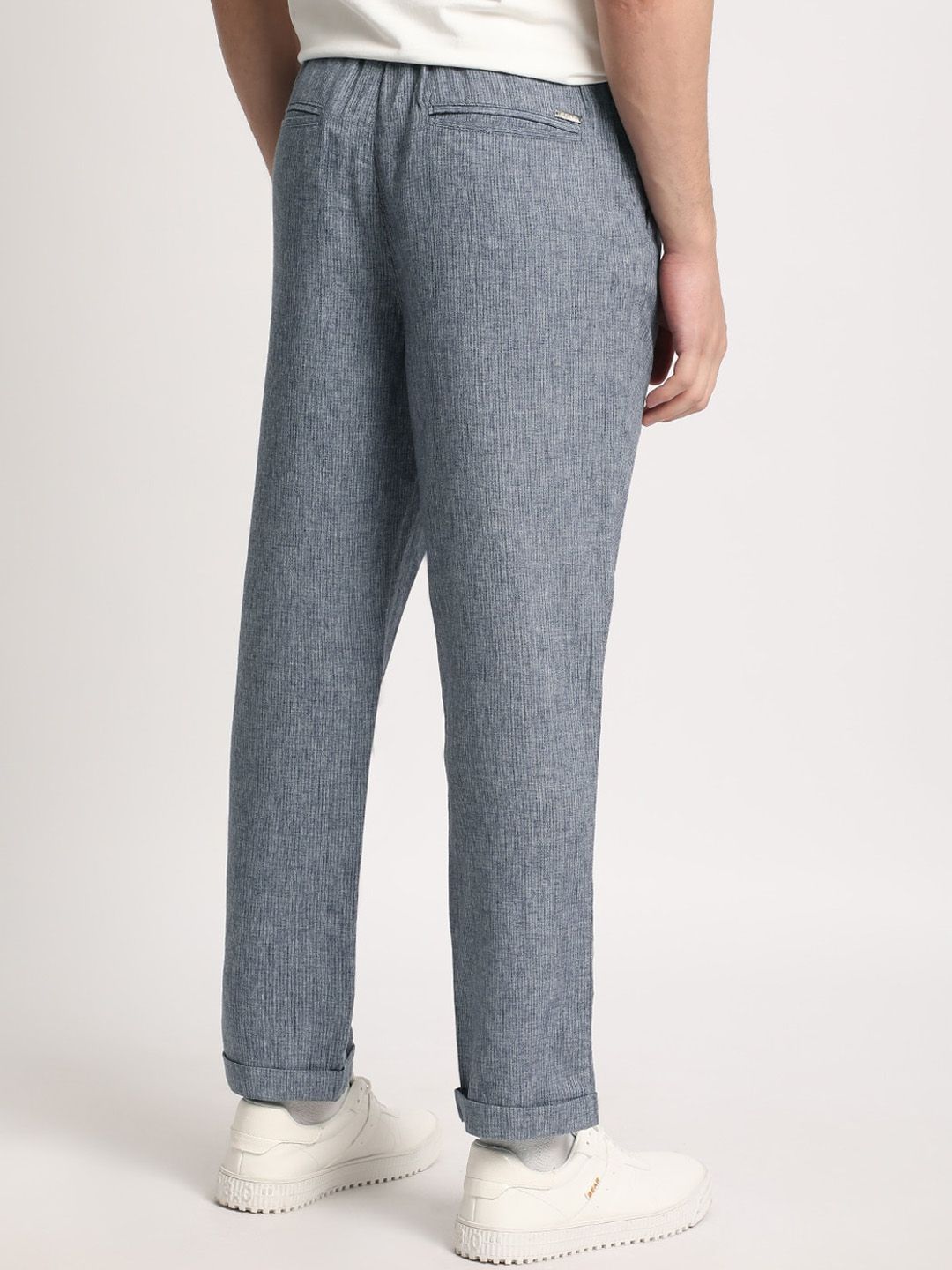 THE BEAR HOUSE Men Striped Mid-Rise Tapered Fit Trousers