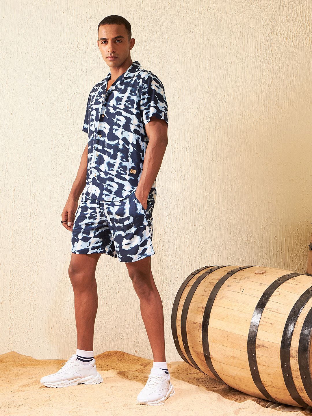 Dennison Printed Cuban Collar Comfort Fit Shirt With Shorts Co-ords