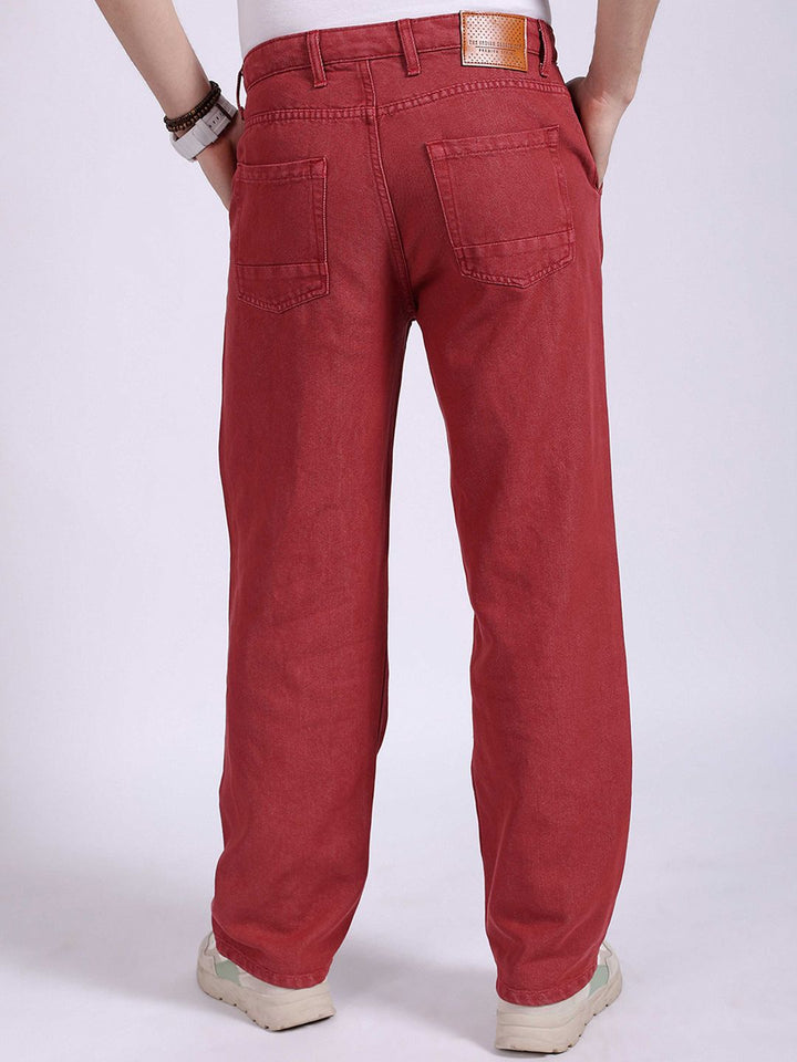 The Indian Garage Co Men Heavy Fade Mid Rise Baggy Relaxed Fit Jeans