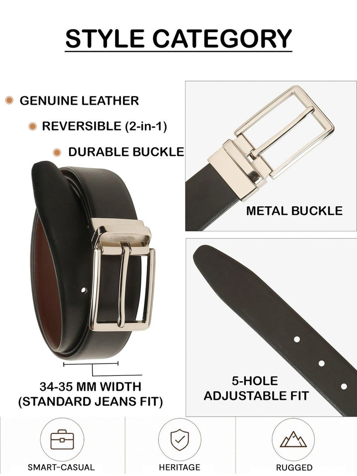 Teakwood Leathers Men Leather Reversible Formal Belt