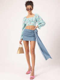 DressBerry Floral Fanatic Smocked Empire Crop Top