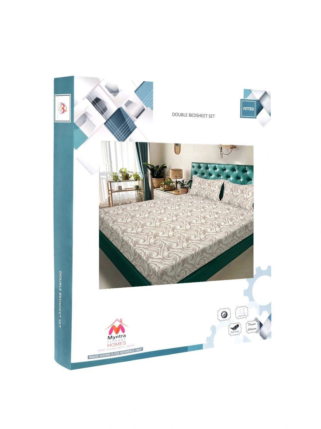 Myntra Elegant Homes Beige 300 TC King Bedsheet with 2 Pillow Covers