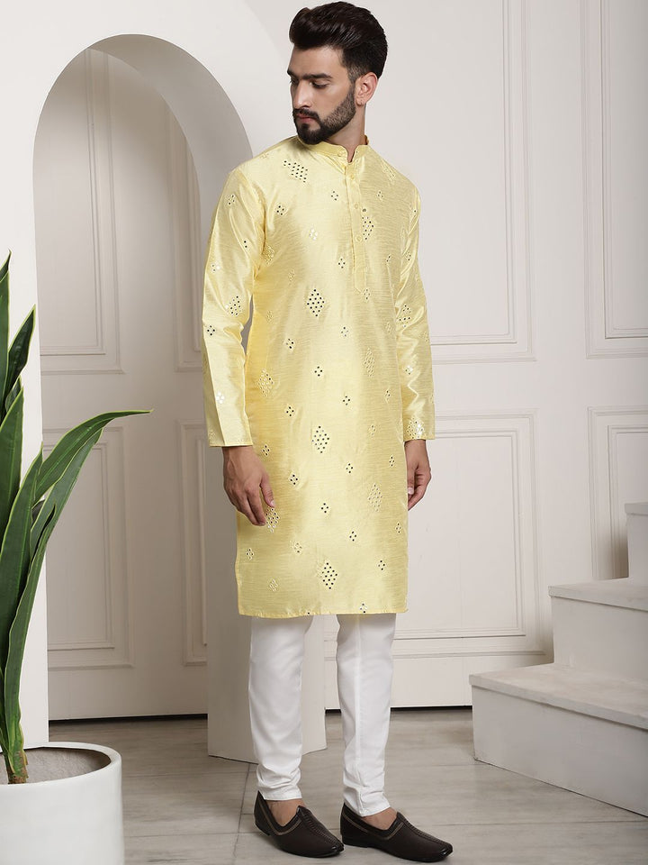 SOJANYA Geometric Embroidered Regular Kurta With Churidar