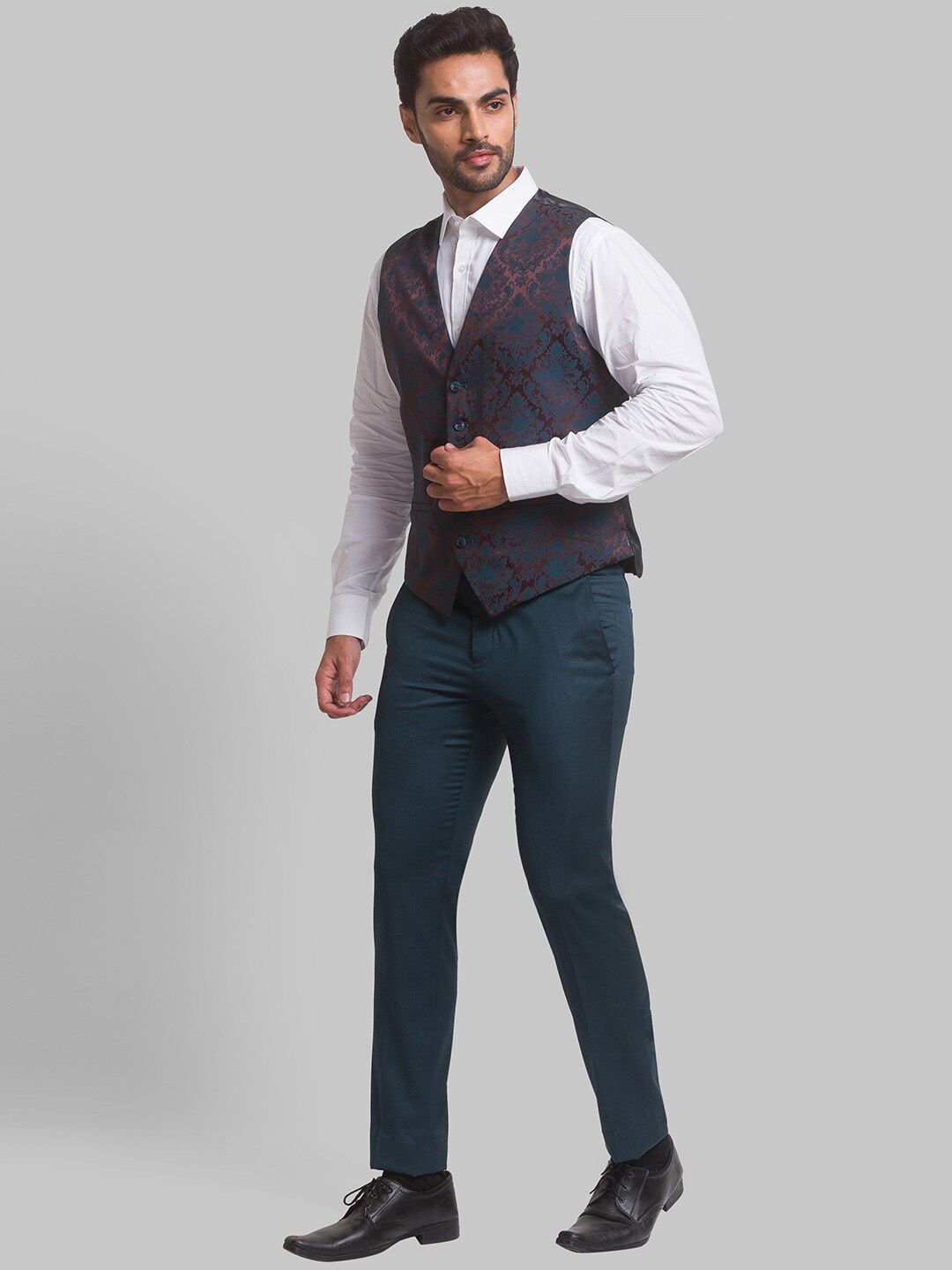 Park Avenue Men Self Design Super Slim Fit Single-Breasted Three-Piece Formal Suit