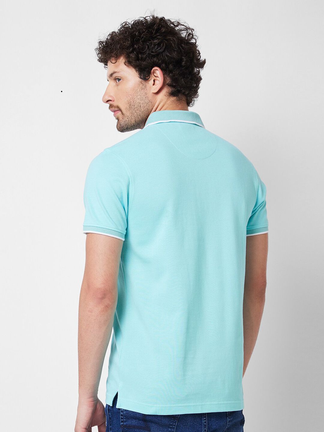 SPYKAR Polo Collar Short Sleeves Slim Fit Cotton T-shirt