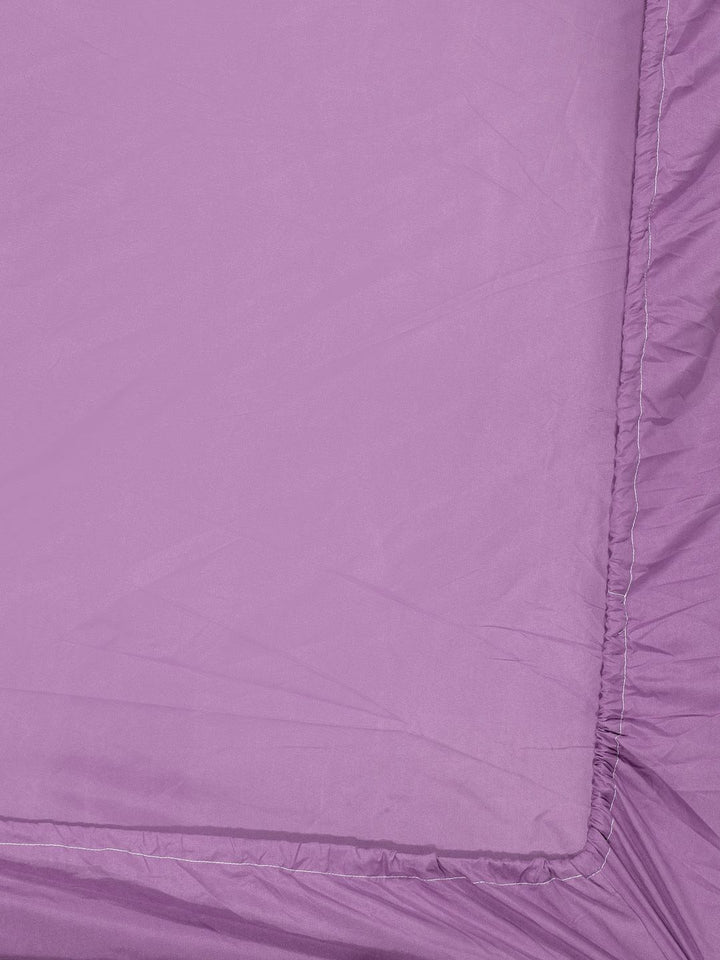 Myntra Elegant Homes Purple Solid 300 TC Fitted King Fine Bedsheet with 2 Pillow Covers