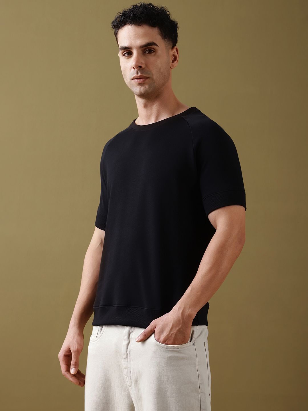 DILLINGER Men Colourblocked Ultra Soft Drapey Cotton Raglan T-Shirt
