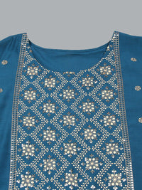 KALINI Ethnic Motifs Sequinned Embroidered Straight Kurta With Trousers & Dupatta