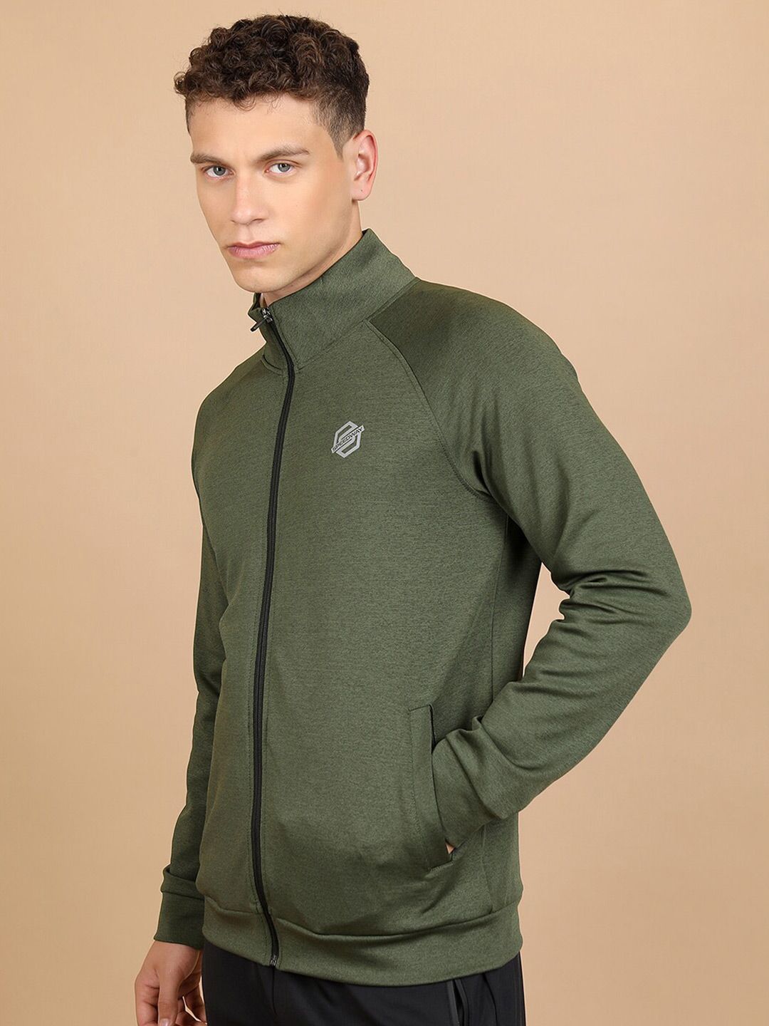 HIGHLANDER Mock Collar Front-Open Sweatshirt