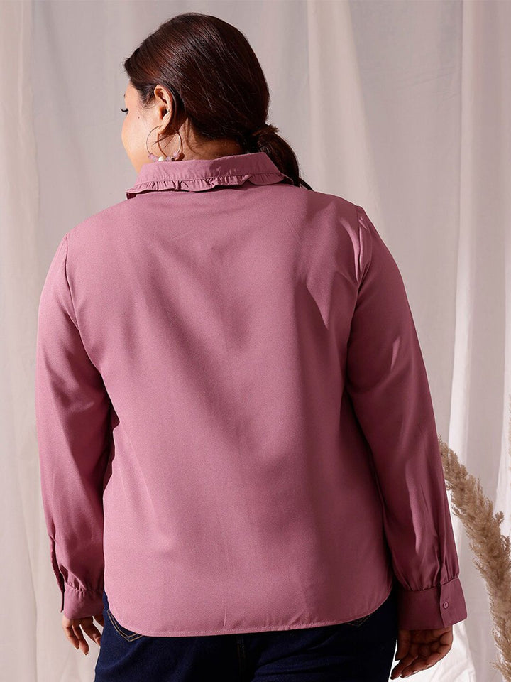 Curvy Street Plus Saiz Comfort Frill Shirt