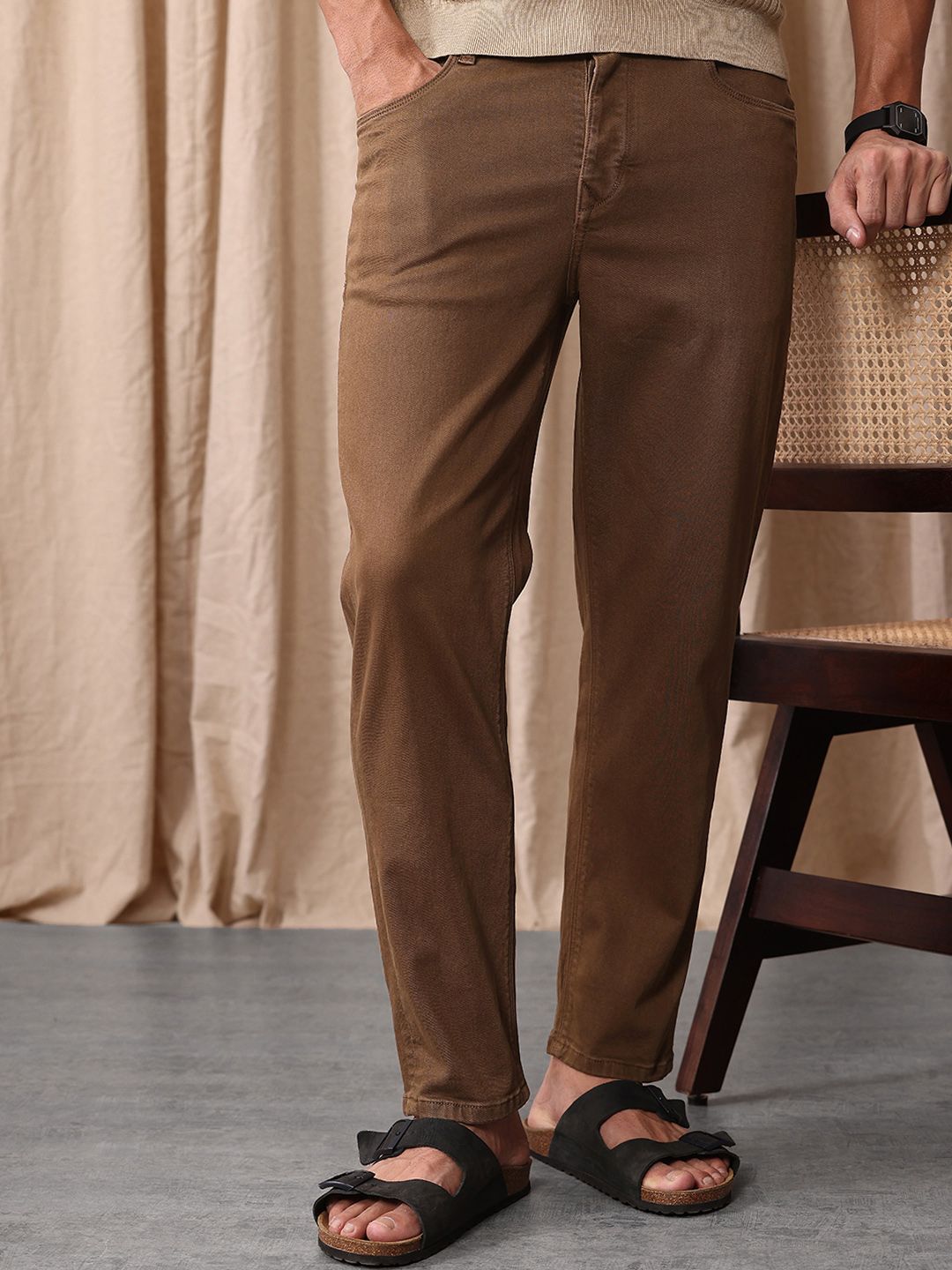 Mr Bowerbird Men Cropped Tapered Fit Stretchable Jeans
