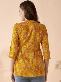 Anouk Bandhani Printed Thread Work A-Line Short Kurti