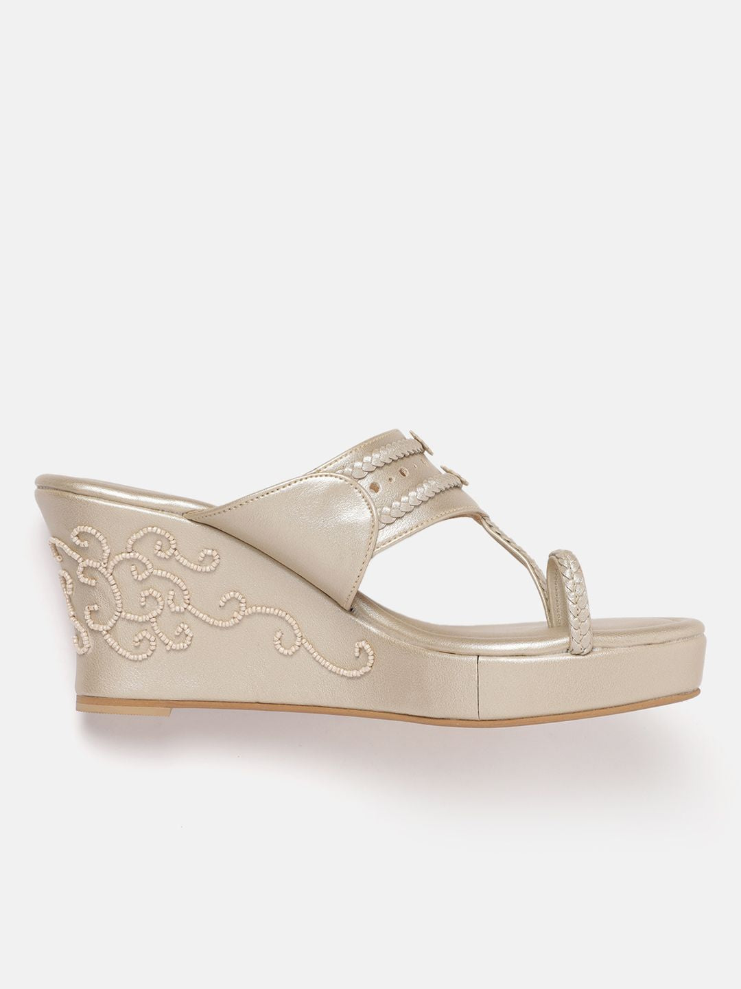House of Pataudi Ethnic Embellished Wedge Heel