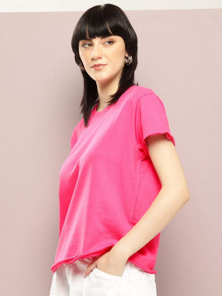 DILLINGER Women Ultra Soft Drapey Cotton Crew Neck Boxy T-Shirt