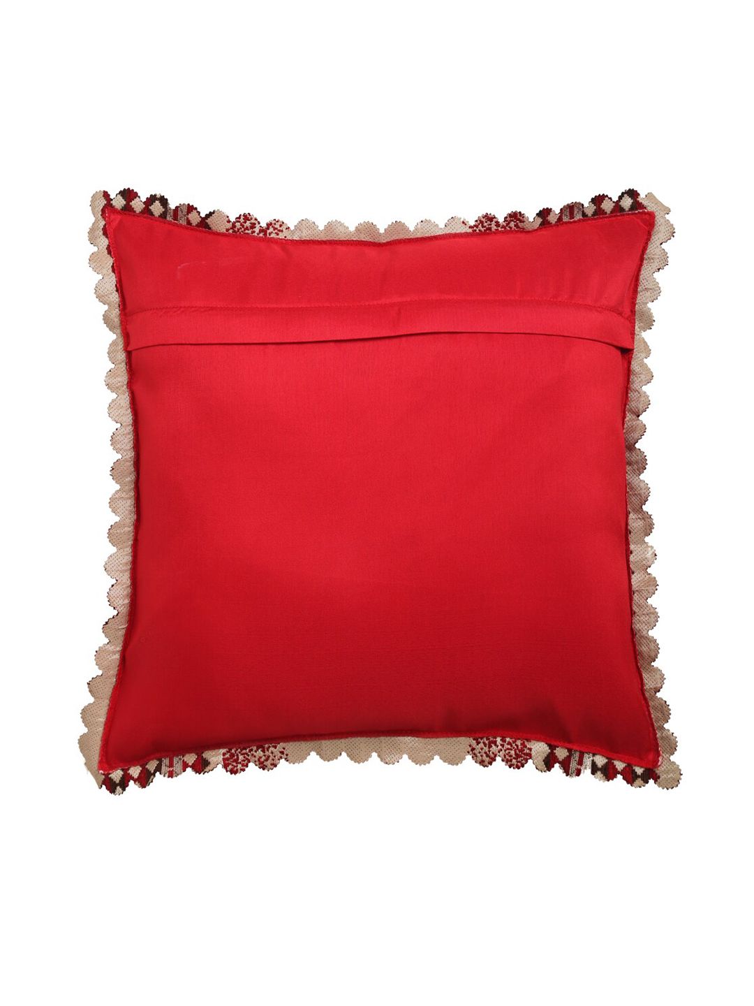 HOSTA HOMES Red & White Set of 5 Embroidered Velvet Square Cushion Covers
