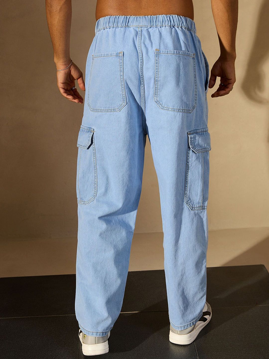 DENNISON Men Cotton High Rise Baggy Fit Cargo Jeans