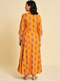 W V-Neck Angrakha Ethnic Motifs Printed A-Line Kurta with Trousers