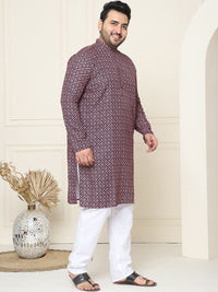 SOJANYA PLUS Ethnic Motifs Band Collar Straight Kurta With Pajamas