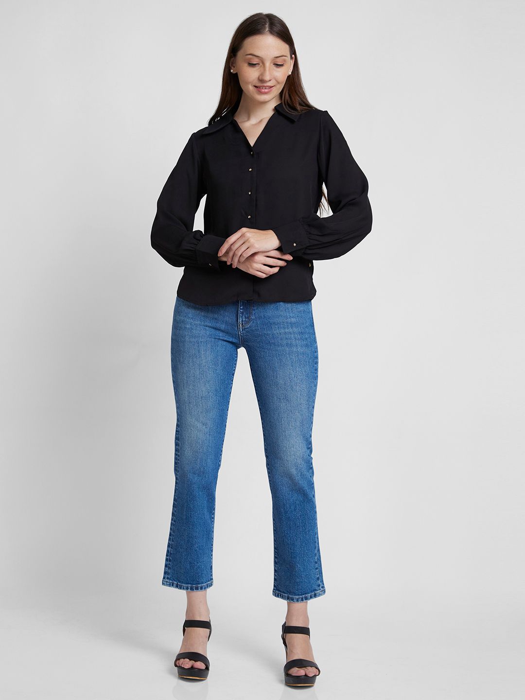 SPYKAR Women Black Classic Opaque Casual Shirt
