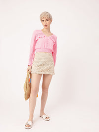 DressBerry Romantic Ruffled Smocked Blouson Top