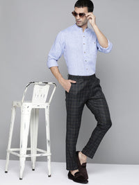 DENNISON Men Black Checked Smart Tapered Fit Trousers