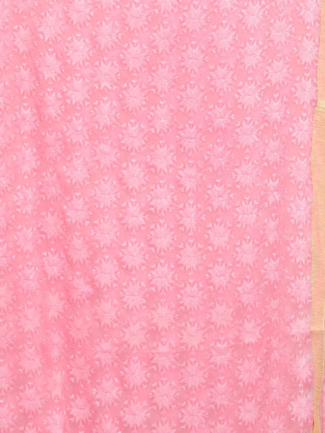 Exotic India Candy Pink Phulkari Dupatta with Embroidered Bootis in Self-color Thread