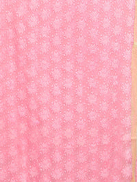 Exotic India Candy Pink Phulkari Dupatta with Embroidered Bootis in Self-color Thread
