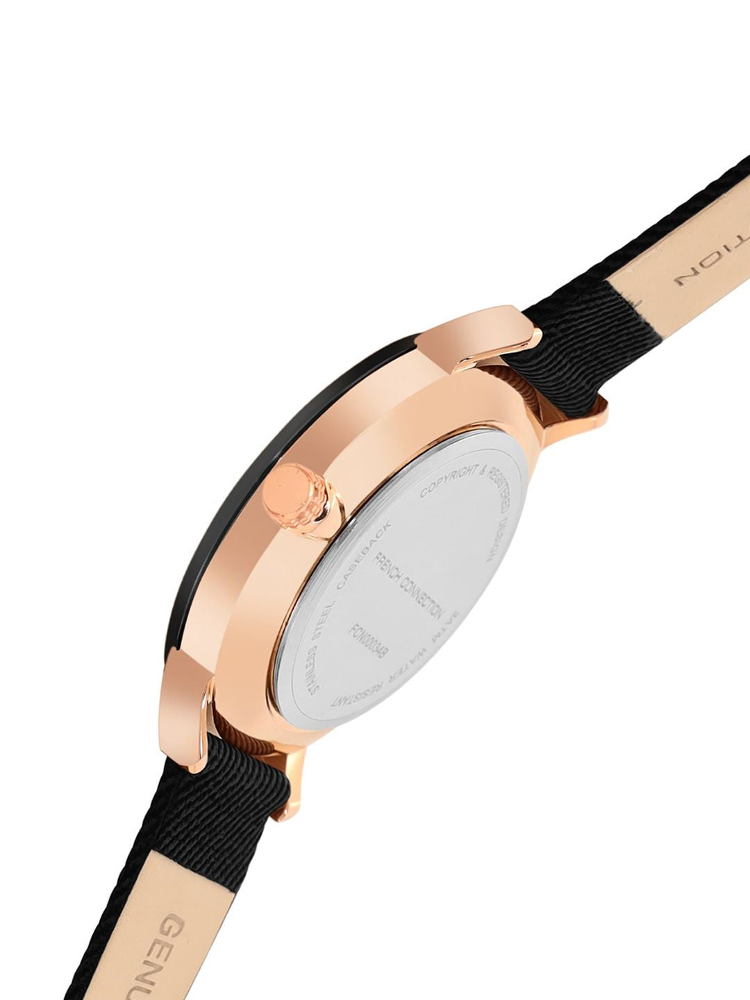 French Connection Men Black Printed Dial & Black Leather Straps Analogue Watch FCN00034B