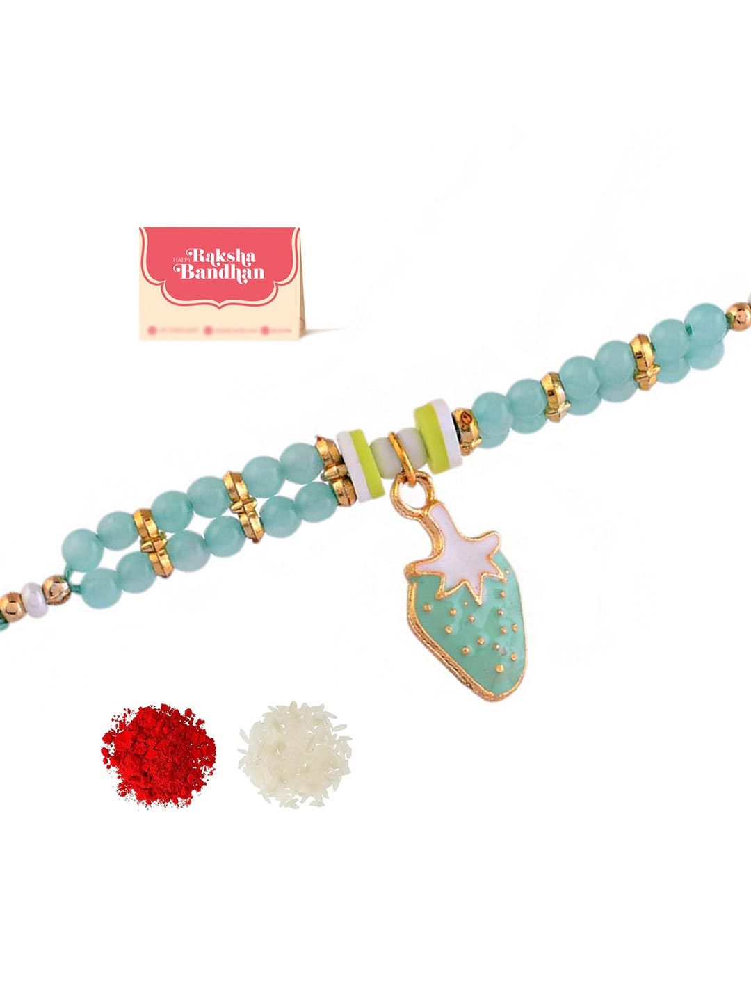 Voylla Turquoise Beads Kid's Fruit Motif Rakhi