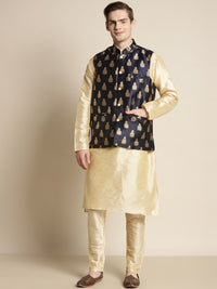 SOJANYA Kurta Motif Etnik Berwarna Emas Lelaki dengan Churidar