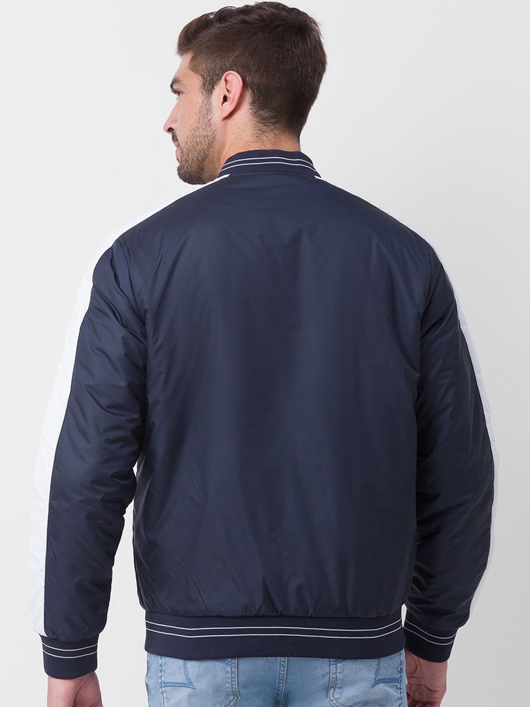 SPYKAR Men Navy Blue & Red Reversible Padded Jacket
