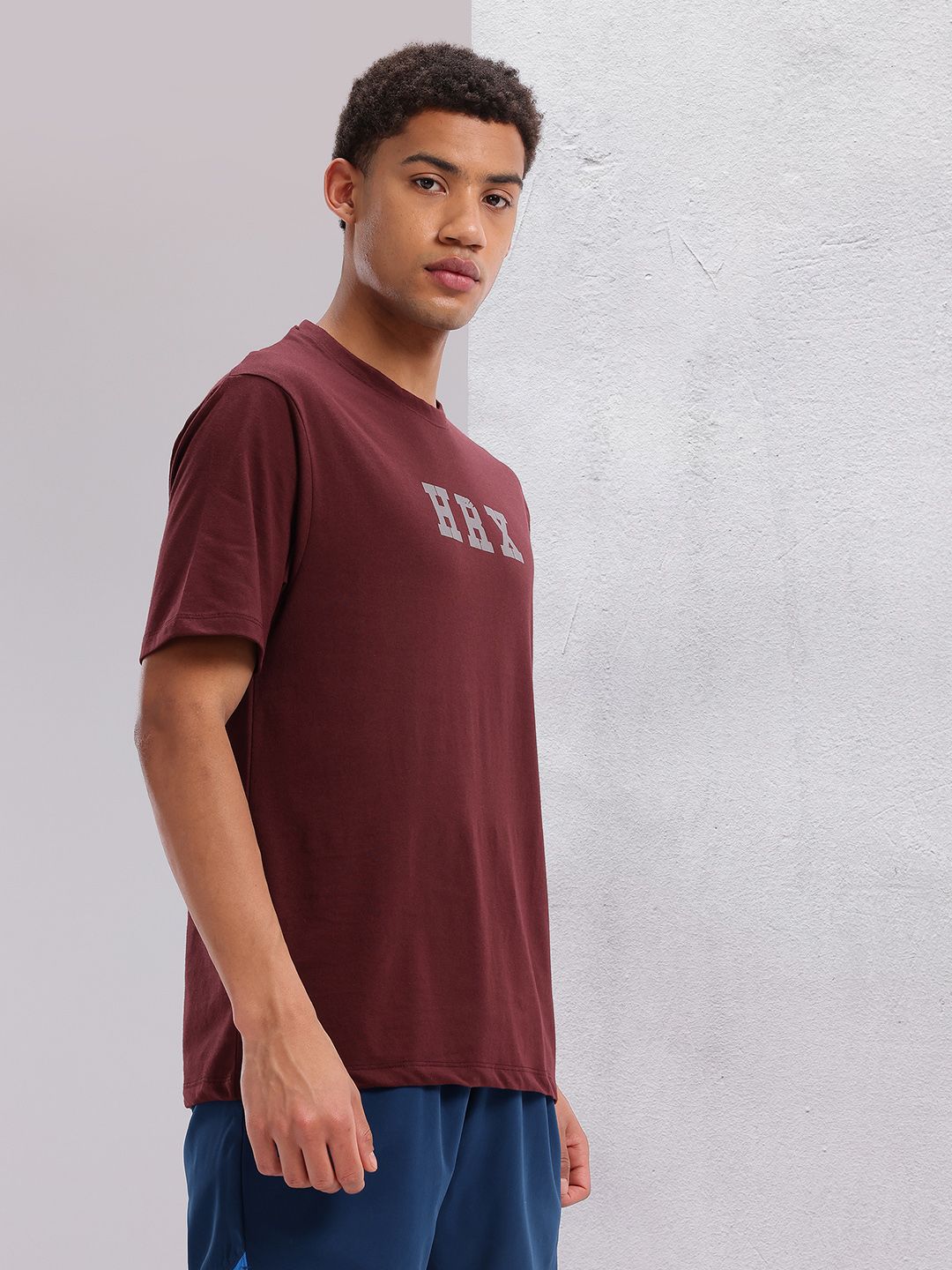 HRX by Hrithik Roshan Brand Logo Printed Drop-Shoulder Sleeves Relaxed Training T-shirt