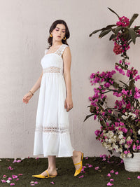 Berrylush Women Square Neck Fit & Flare Midi Dress