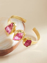 Zaveri Pearls Pink Brass Gold-Plated Cuff Bracelet