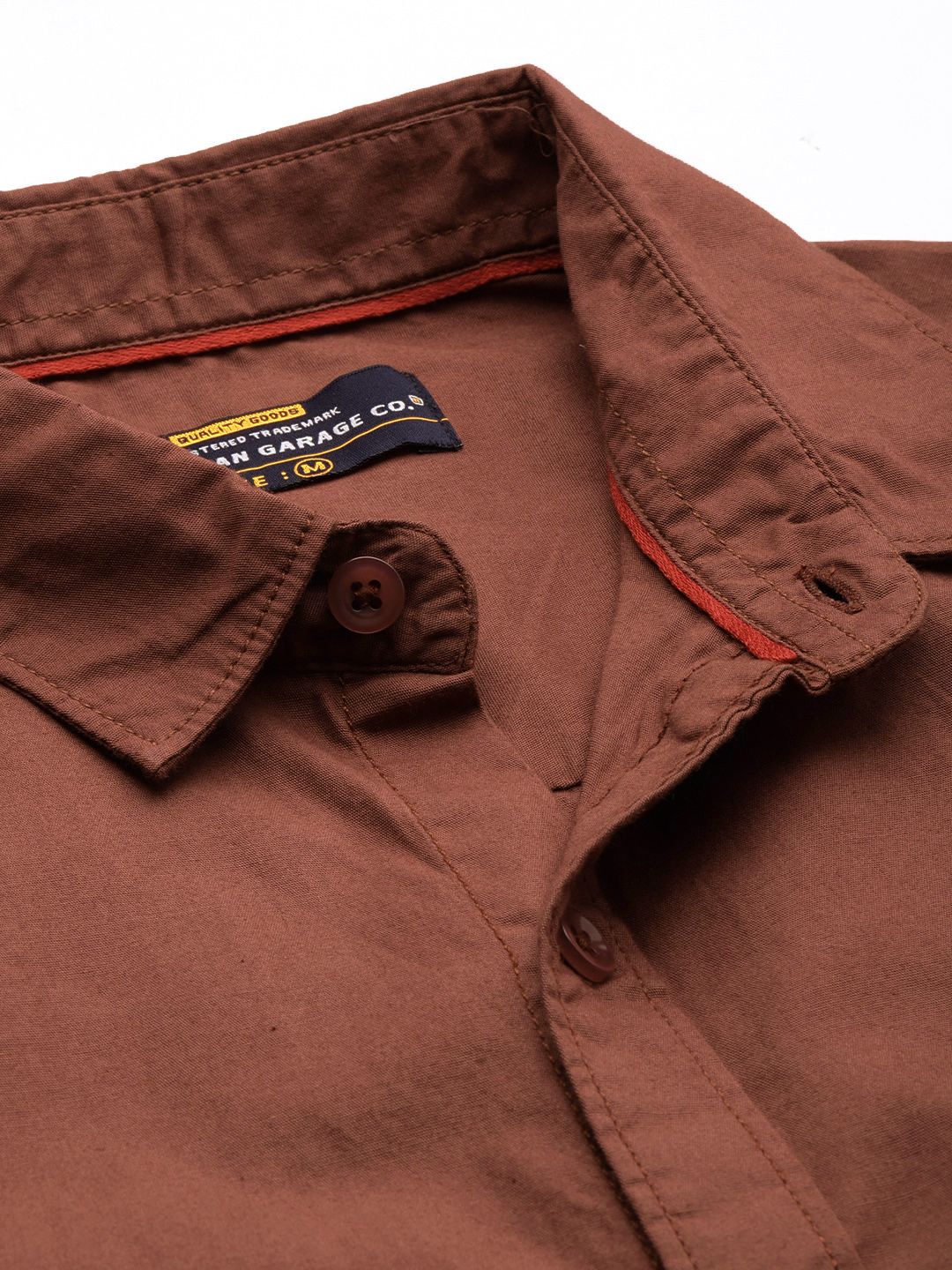 The Indian Garage Co Men Brown Solid Comfort Casual Shirt