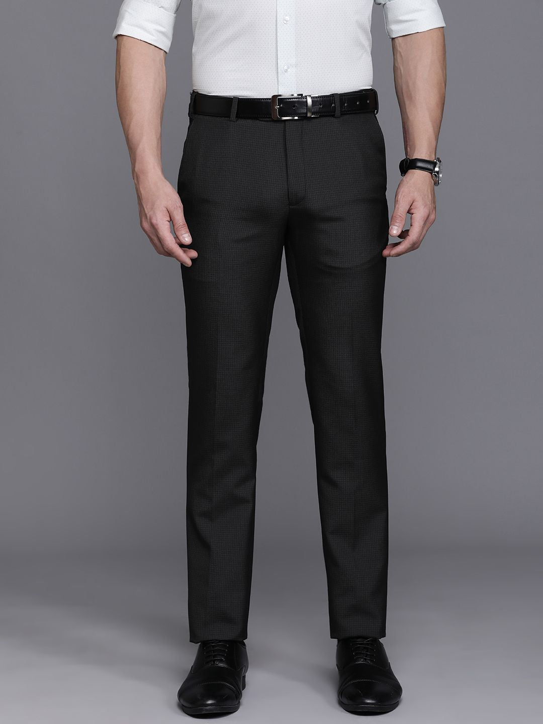 Raymond Men Checked Slim Fit Formal Trousers