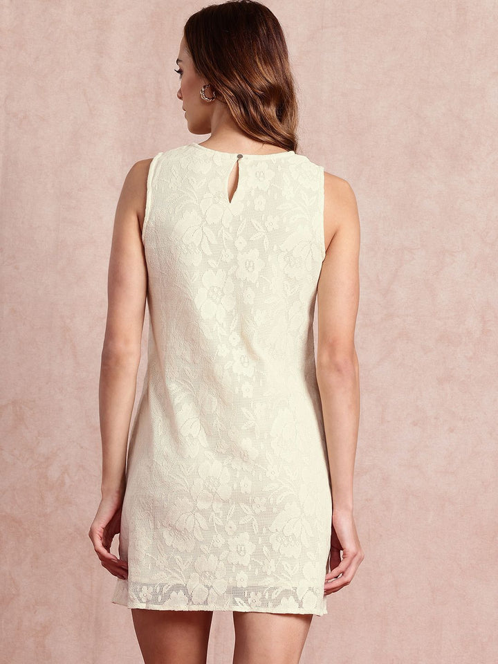 all about you Pure Cotton Floral Lace A-Line Mini Dress