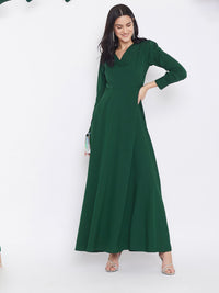 Berrylush Women Green Solid Maxi Dress